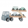 Camioncino in legno con rimorchio e macchinine